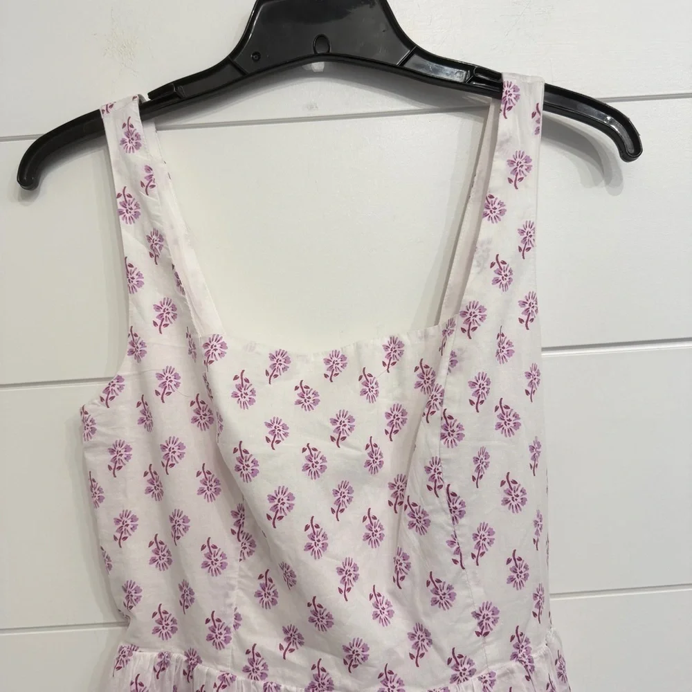 J. Crew White Violet Storm Sleeveless Belted Tiered Dress Size 4 23385